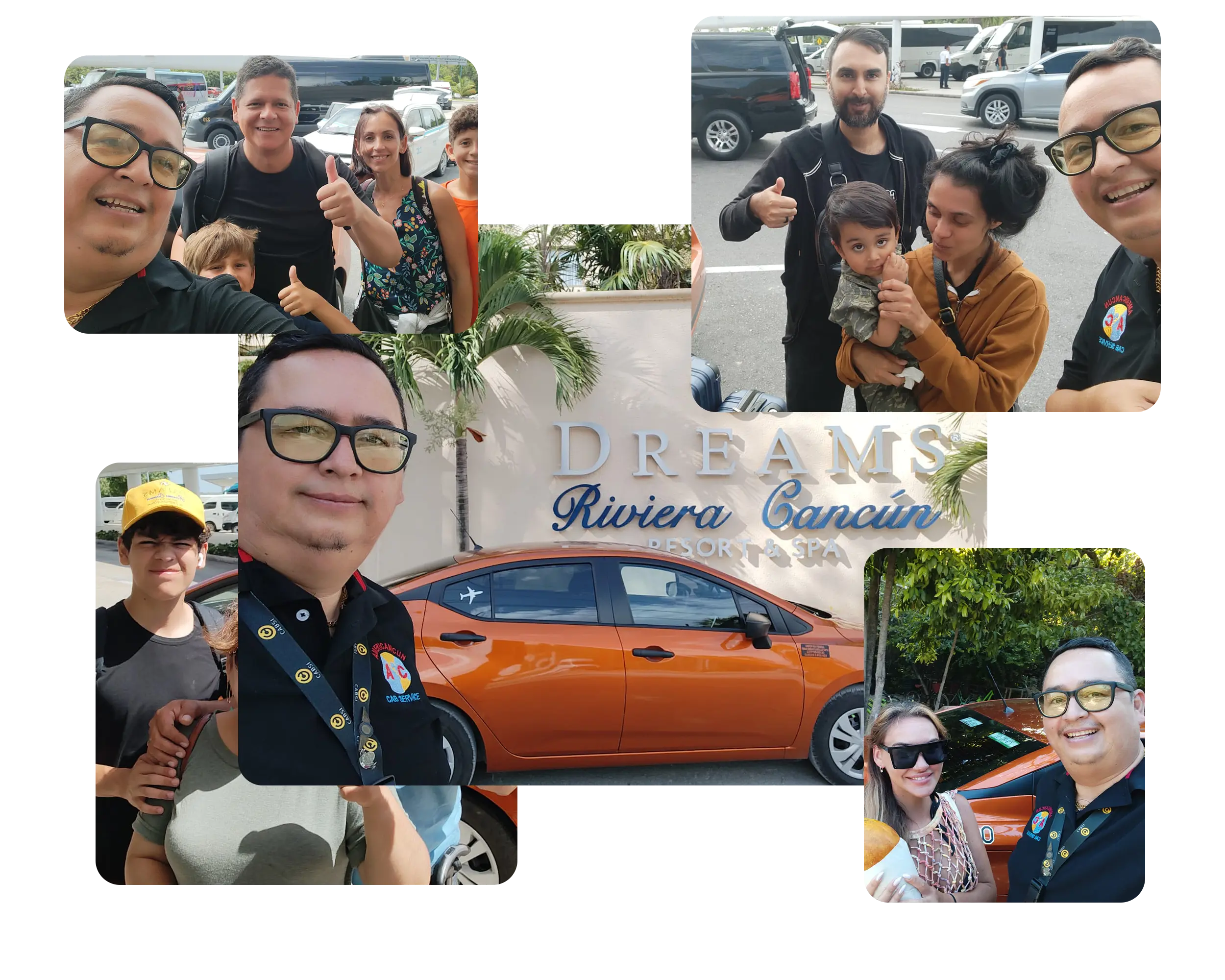 Your driver with happy guests in Cancun